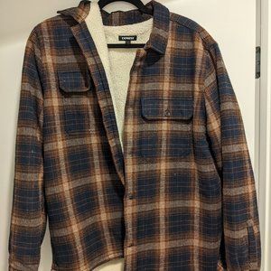 Express Plaid Sherpa-Lined Flannel Jacket